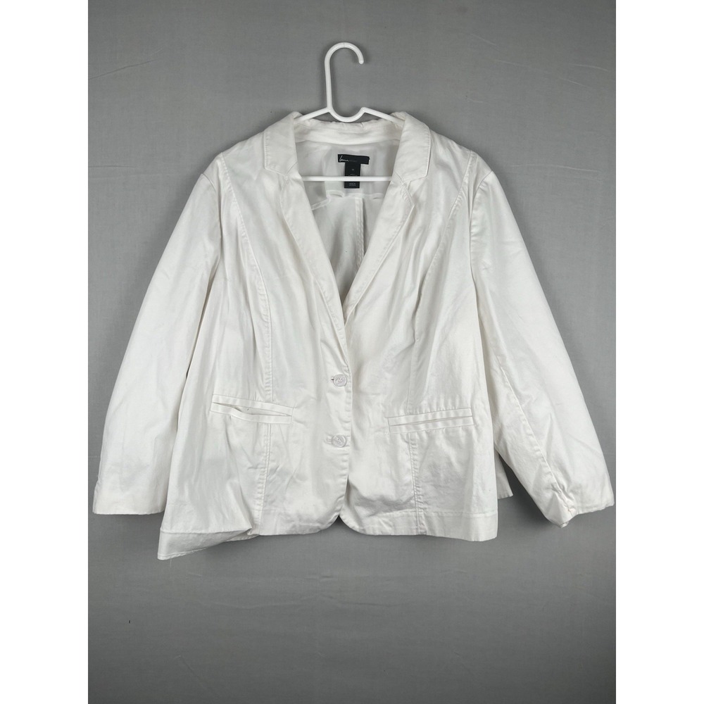 Lane Bryant Women's Plus Size White Classic 2 Button Stretch Blazer Size 22